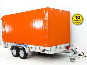 Anhänger mit Plane 185×400 cm 2600 kg | Typ 10.26 | Hochplane 200 cm – Orange-Neu