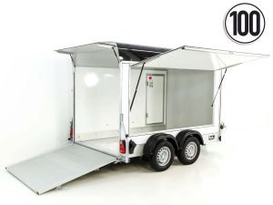 Debon Kofferanhänger C500 Sandwich 164x300cm H:200cm 2,0t | Alu | Polybug | Tür | Schwarz-Neu