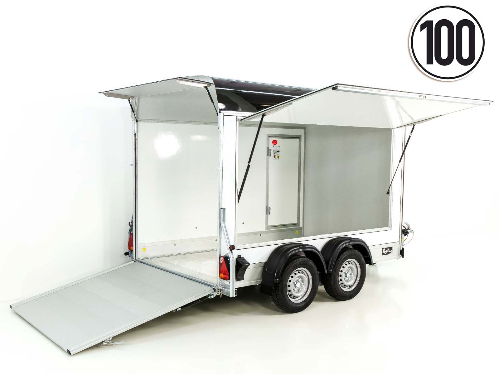 Debon Kofferanhänger C500 Sandwich 164x300cm H:200cm 2,0t | Alu | Polybug | Tür | Schwarz-Neu