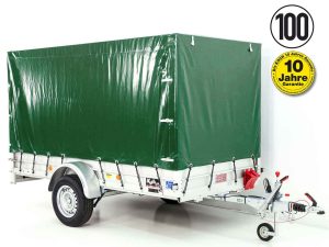 Anhänger mit Plane 150x300cm 1300kg | Typ 7.13 | Hochplane 160cm – Grün-Neu