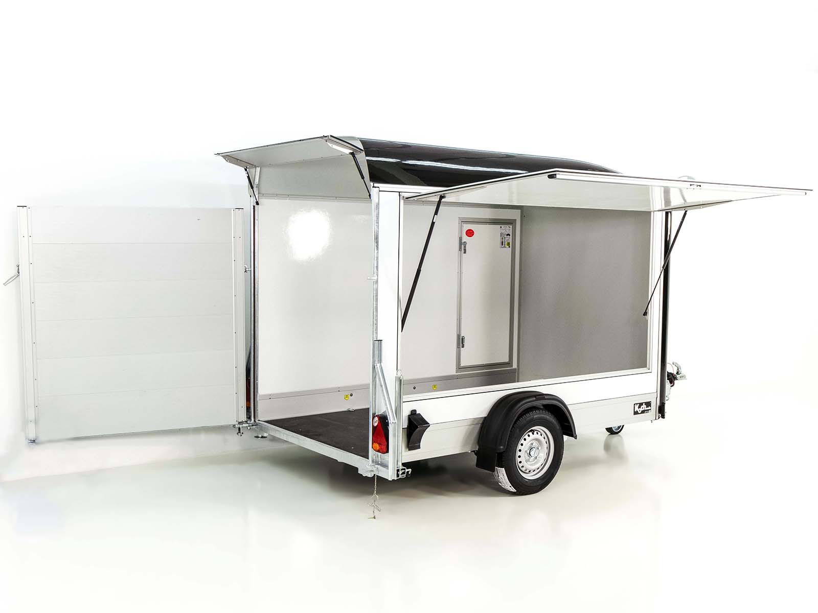 Debon Kofferanhänger C300 Sandwich 148x295cm H:190cm 1,3t | Alu | Polybug | Tür | Klappe | Schwarz-Neu – Bild 3