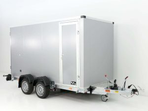 Vezeko Koffer-Absenkanhänger 157x344cm Höhe: 190cm 2,7t | Silber | Tür Rechts-Neu